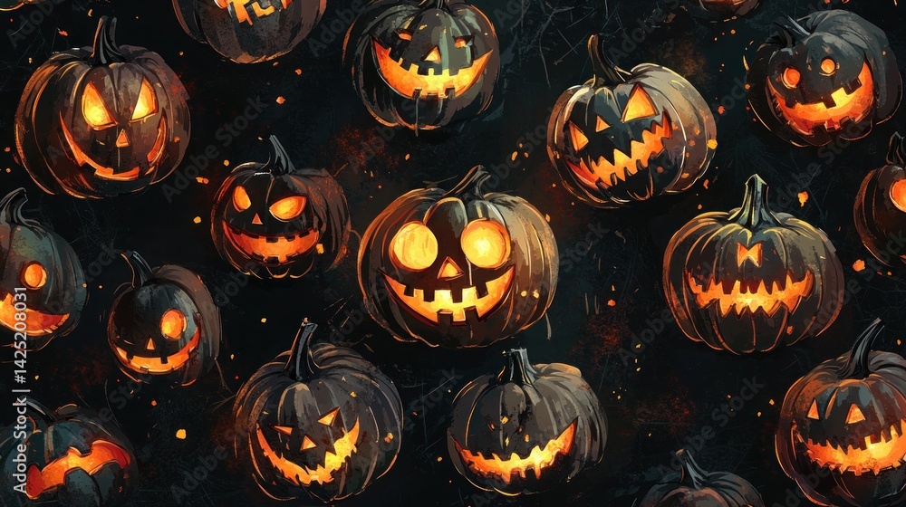 Spooky Jack-o'-lanterns pattern Spooky Jack-o'-lanterns pattern