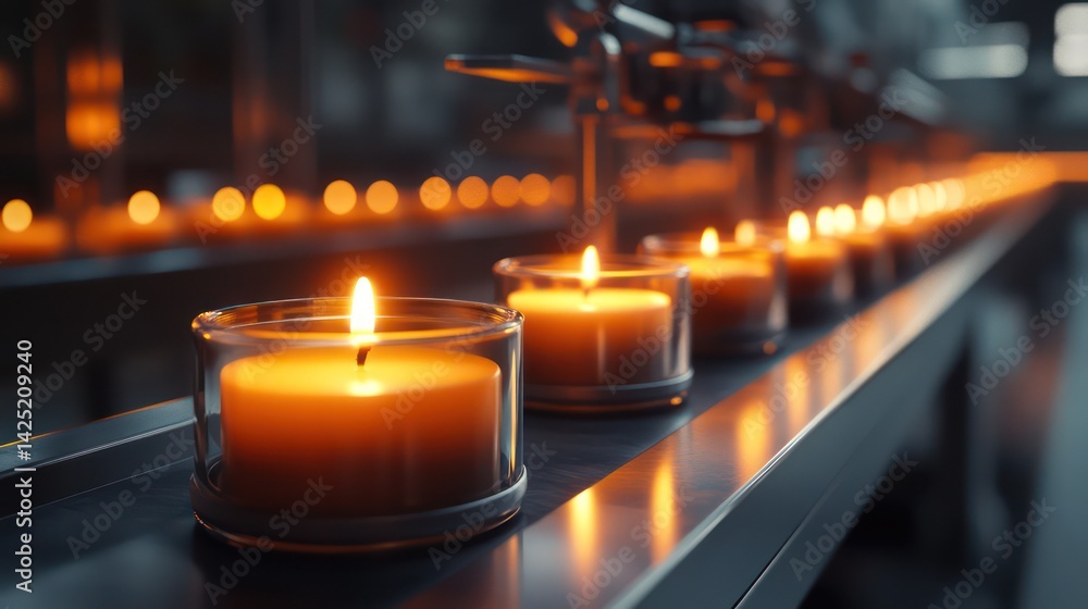 Rows of burning candles soft light peaceful atmosphere Rows of burning candles soft light peaceful atmosphere