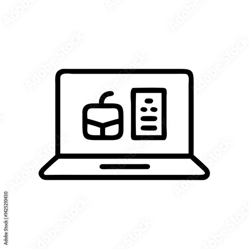 Laptop Displaying Nutrient Labels for Diet Icon Design