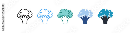 Broccoli Icon In Different Style Vector