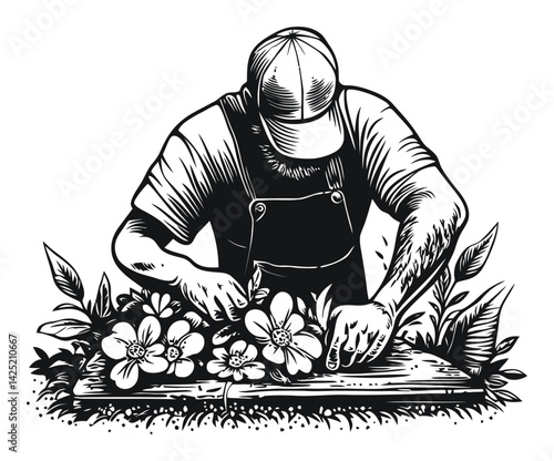 Skilled Artisan Engraving Floral Design with Precision and Care