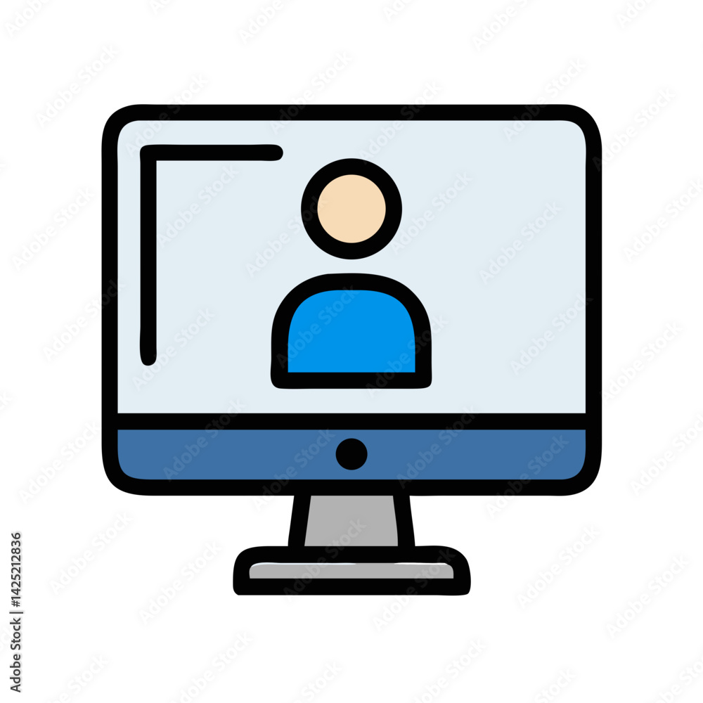 Monitor with User Avatar Display Icon Design Monitor with User Avatar Display Icon Design