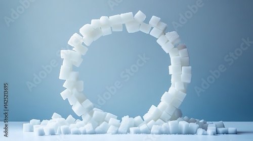Sugar Cubes Forming a Circle Abstract Concept of Sweetness Consumption and Health