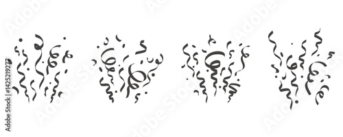 Confetti vector explosion isolated on white background. Elements for birthday party and carnival celebration. Falling serpentine and burst of firework for surprise and gift decoration