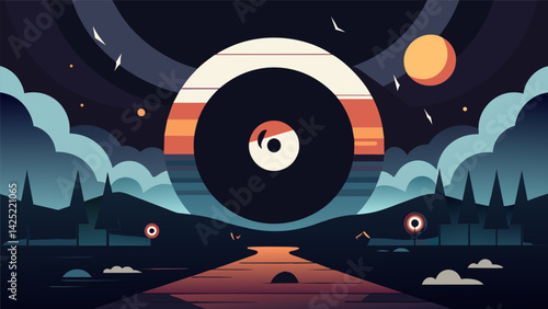 A hauntingly beautiful routine captures the melancholy and depth of a vinyl record playing a somber melody. Vector illustration