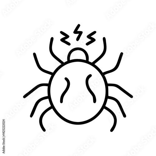 tick bite symptoms icon in minimalist style with black outline, transparent background
