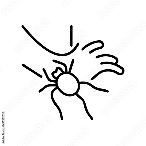 Tick on Arm Icon, black outline, transparent background 