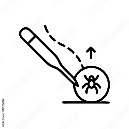 Tick removal tool  icon in minimal style, black outline, transparent background
