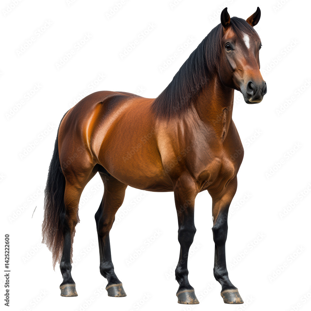 Naklejka premium Majestic Brown Horse Portrait Against Black Background Stunning Equine Photography Exhibiting Strength and Elegance