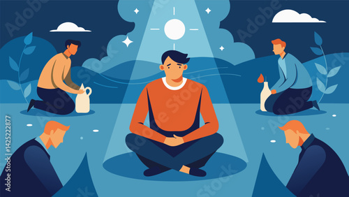 An individual who has struggled with substance abuse for years finding strength and hope in a breakthrough moment during a support group therapy.