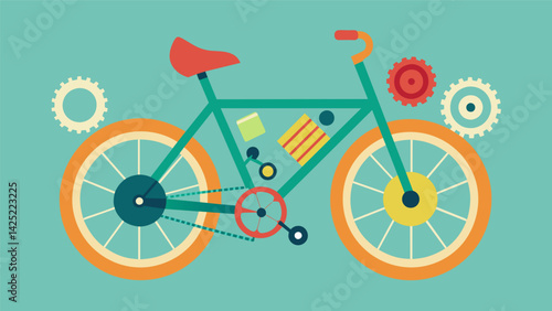 A communityrun cooperative dedicated to promoting sustainable transportation through upcycling discarded bike parts into charming and functional. Vector illustration