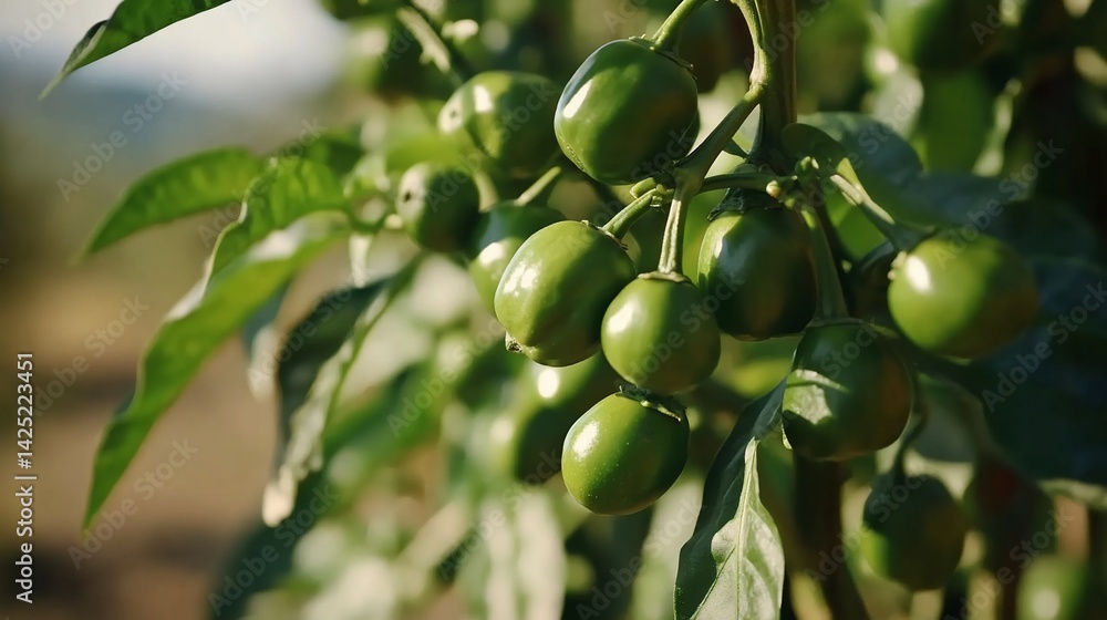 Green Peppers on a Branch Green Peppers on a Branch