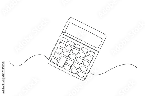 Calculator accounting tool in continuous one line drawing. Single line art illustration of calculator. Editable vector.