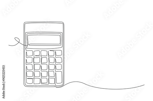 Calculator accounting tool in continuous one line drawing. Single line art illustration of calculator. Editable vector.