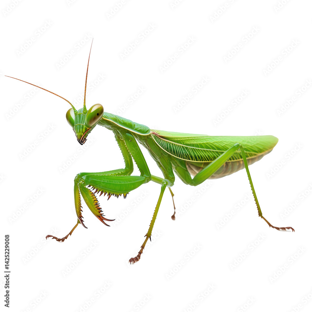 Magnificent Green Praying Mantis Closeup A Vivid Portrait of Nature's Master Hunter Magnificent Green Praying Mantis Closeup A Vivid Portrait of Nature's Master Hunter