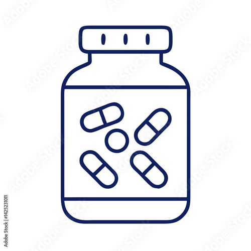 Supplement Capsules in Container Icon Design