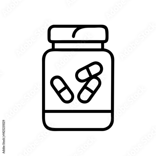 Supplement Capsules in Container Icon Design