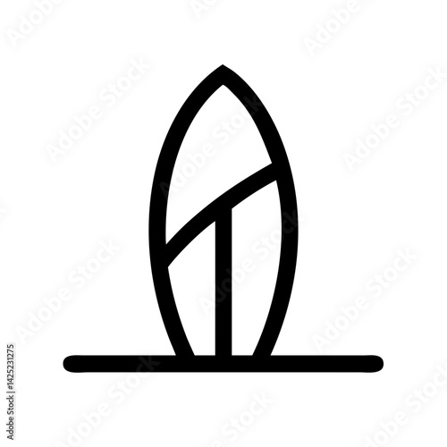 Surfboard Standing Upright Icon Design