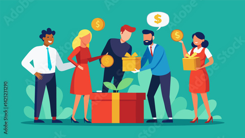 A group of coworkers pool their money to buy a gift for their boss choosing a donation to a charity instead of buying physical gifts..