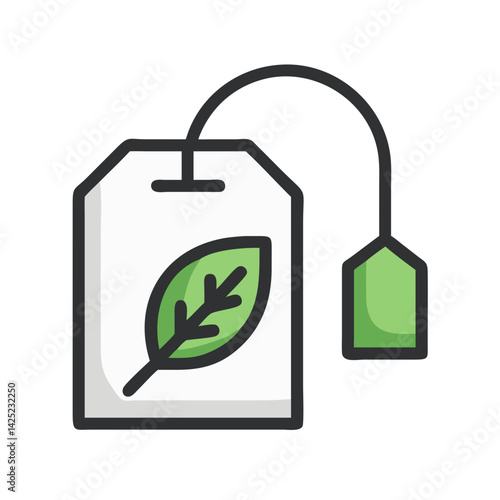 Tea Bag with Leaf Icon Design