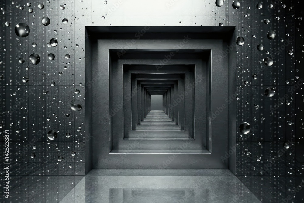 Fototapeta premium Subtle grayscale gradient creating concentric squares, monochrome, grayscale, wallpaper