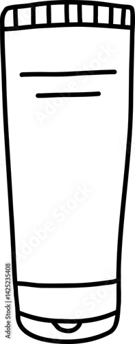 Black Hand Drawn Line Art Cosmetic Tube