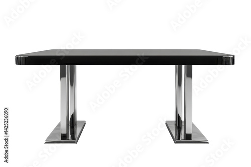 Sleek rectangular dining table with a dark wood top and polished chrome legs a modern design statement for contemporary homes offering on transparent background