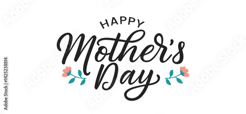 Happy Mother's Day Floral Script vector art