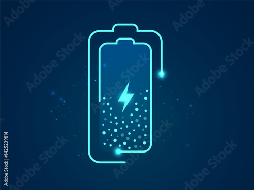 Electric Vehicle battery charging Status Dashboard Hologram Interface with lightning symbol in Battery shapes loading bar vector design concept. EV charging design for Electric Car, EV station, ui.