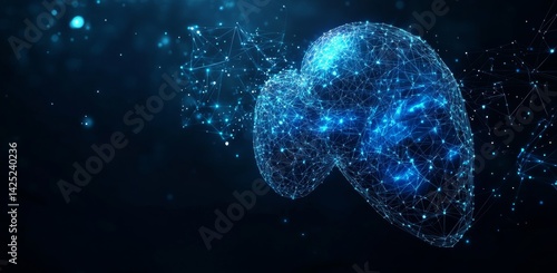 A blue sphere with a lot of lines and dots surrounding it