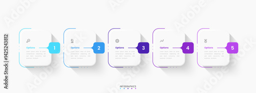 Vector Infographic label design template with icons and 5 options or steps. Can be used for process diagram, presentations, workflow layout, banner, flow chart, info graph.