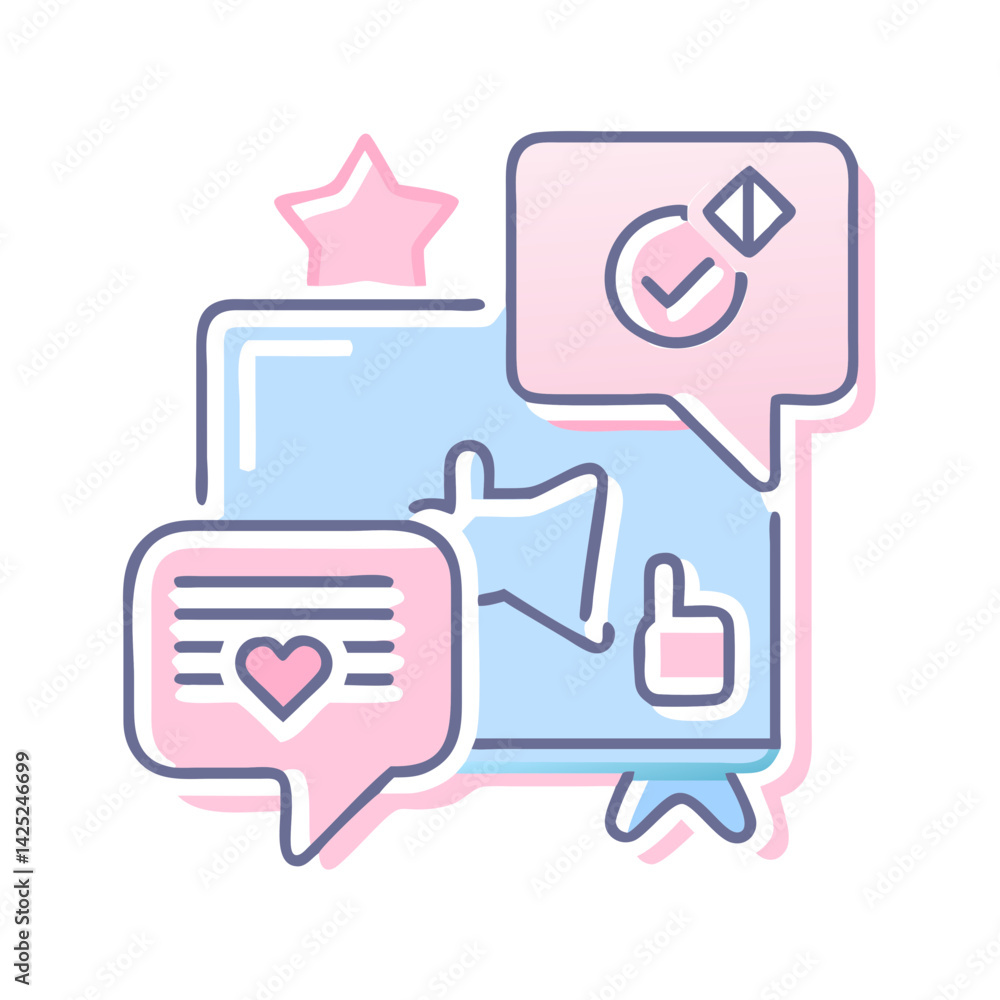 Obraz premium Sponsored posts icon with social media interface on transparent background