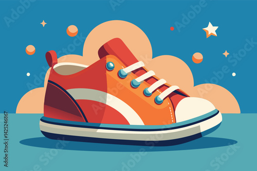 Colorful Canvas Shoes Illustration. Retro Design
