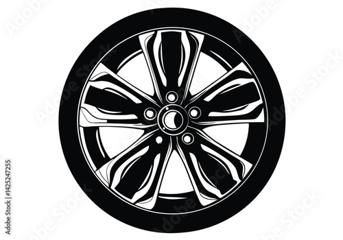 Car Wheel Illustration – Conceptual Vector Design for Automotive Projects

