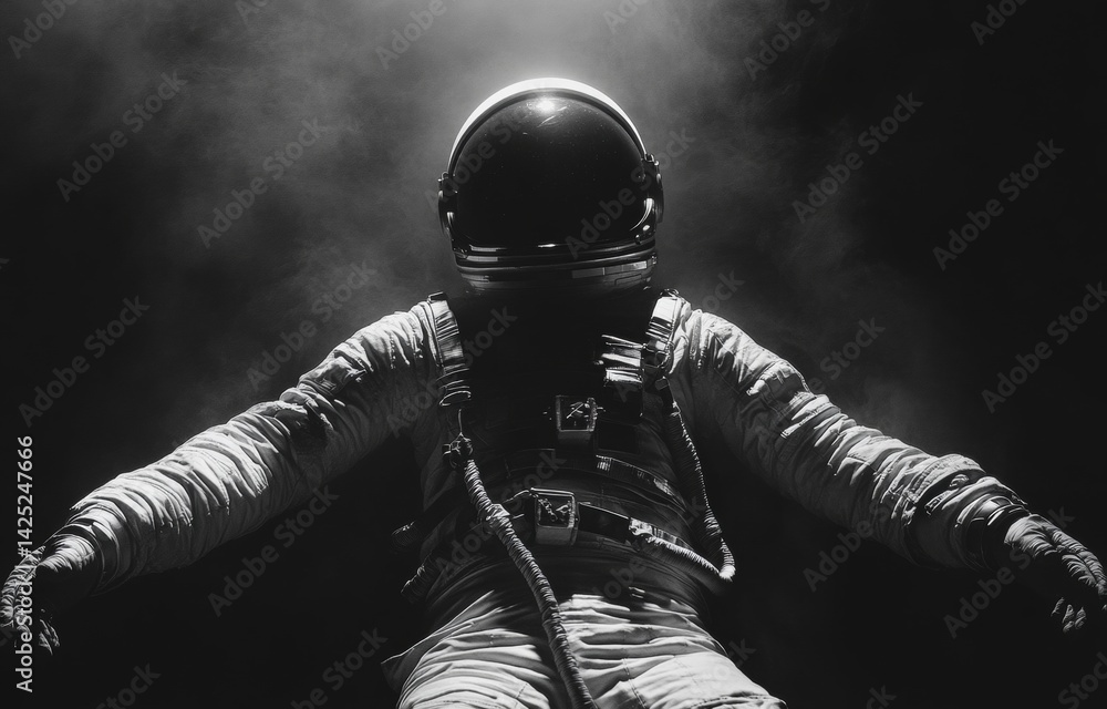 Naklejka premium A man in a spacesuit is floating in space