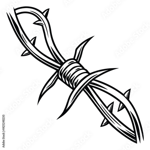 security barbed fence frame silhouette vector illustration