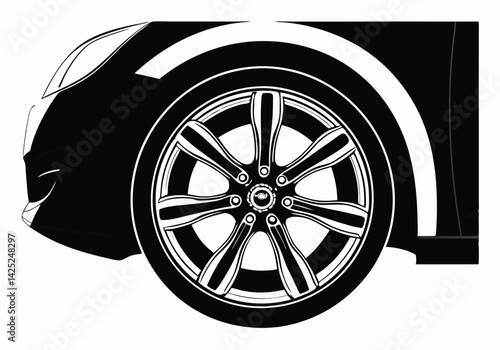 Car Wheel Illustration – Conceptual Vector Design for Automotive Projects

