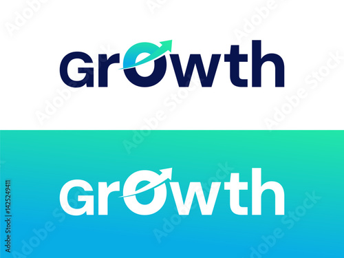 Creative Modern Letter "Growth" with overlapping growth arrow in letter O logo vector design concept. Graphic alphabet Letter "Growth" symbol for corporate identity, business, investment, financial.
