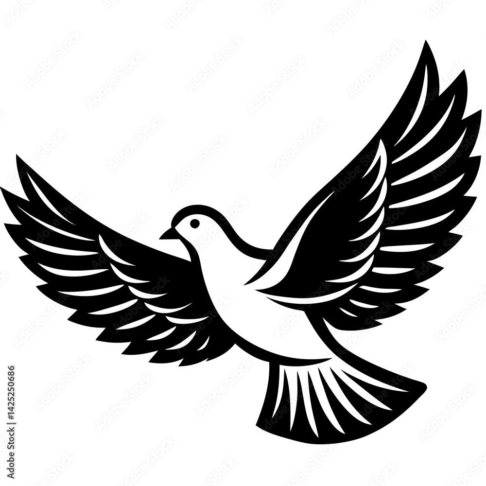Fototapeta premium White dove flying with white background 