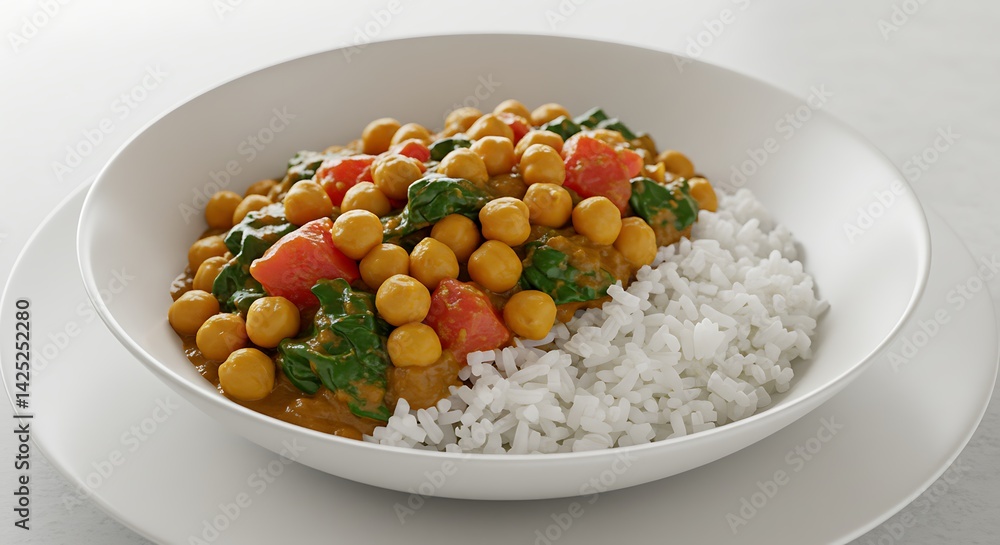 Chickpea Spinach Curry Served with Rice Chickpea Spinach Curry Served with Rice