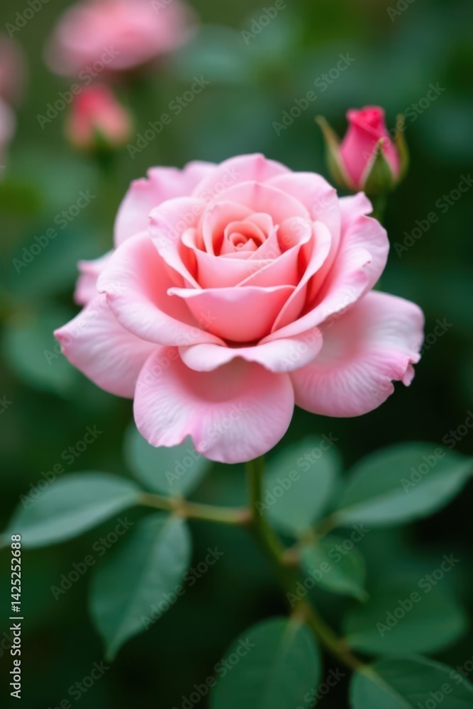 Obraz premium Pale pink rose macro, soft focus botanical backdrop, spring, bloom