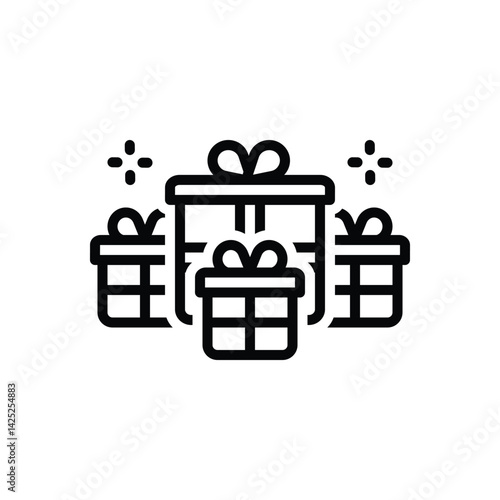 Black line icon for  present