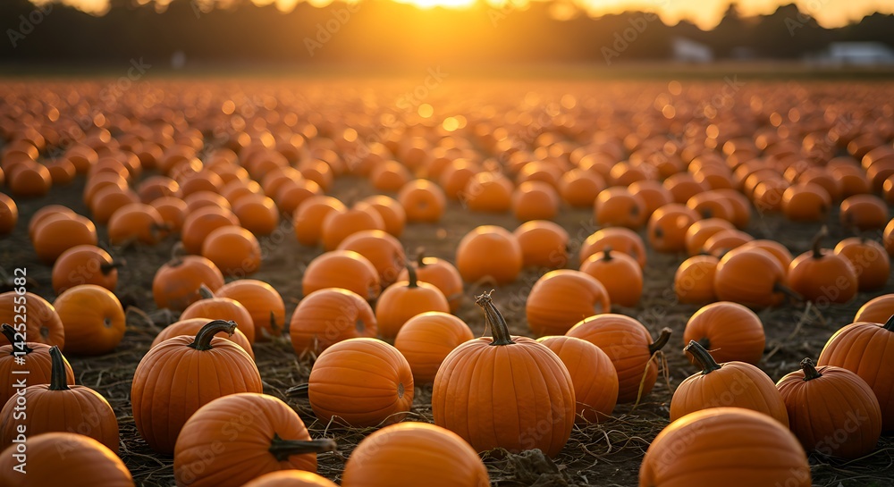 Fototapeta premium Pumpkin Field at Sunset