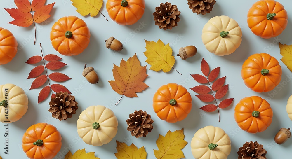 Autumn Decoration Pumpkin Leaves Acorns and Pinecone Autumn Decoration Pumpkin Leaves Acorns and Pinecone