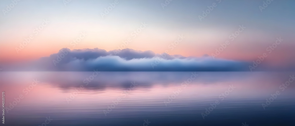 Fototapeta premium Serene Misty Sunrise Over Calm Water