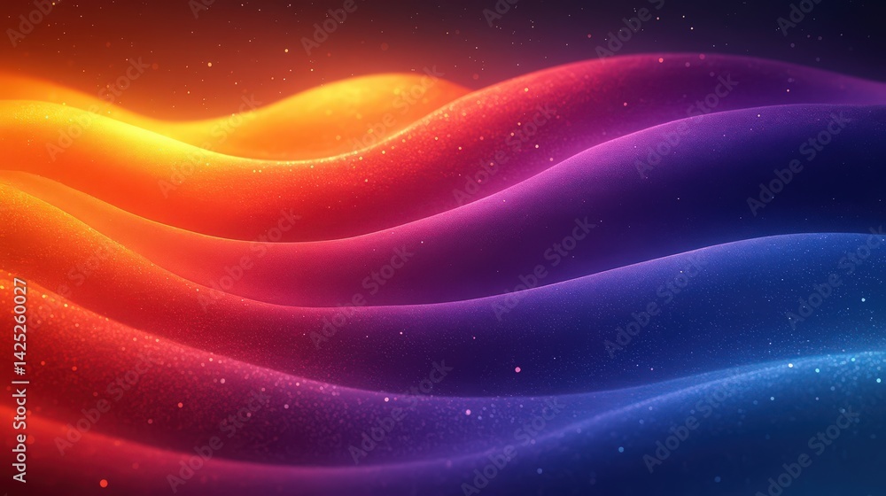 Luminous gradient waves with subtle glitters creating an ethereal aesthetic Luminous gradient waves with subtle glitters creating an ethereal aesthetic
