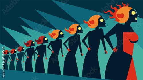 A line of sirens leading a flock of brainwashed followers all chanting the same propaganda and engrossed in their fear..