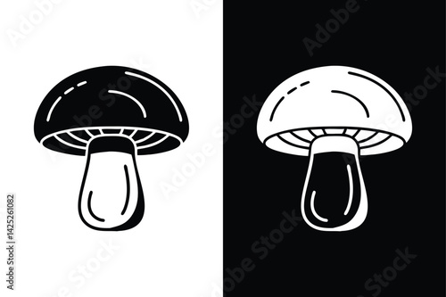 Mushroom Food Icon Sign. Simple Shiitake Vector Icons for Design Projects