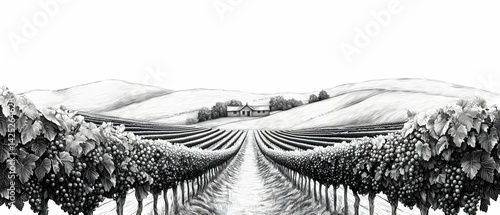 Vineyard Landscape Drawing