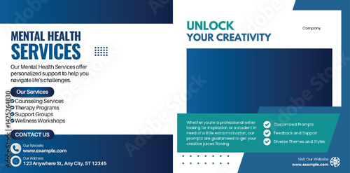 Modern template design for mental health services and creative writing support
